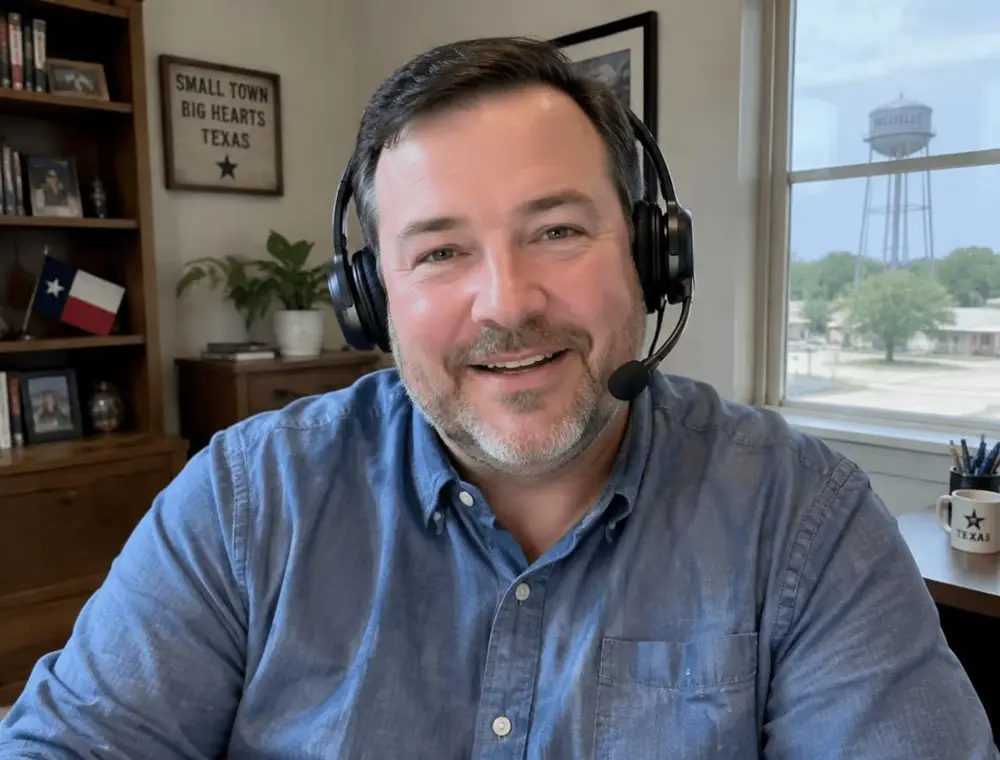 Drew Fox at his office in Pampa, Texas